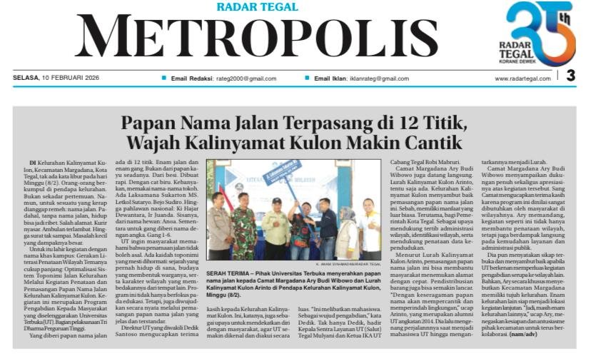 Gerakan Literasi Penataan Wilayah Ormawa SALUT Tegal Masuk Pemberitaan Radar Tegal